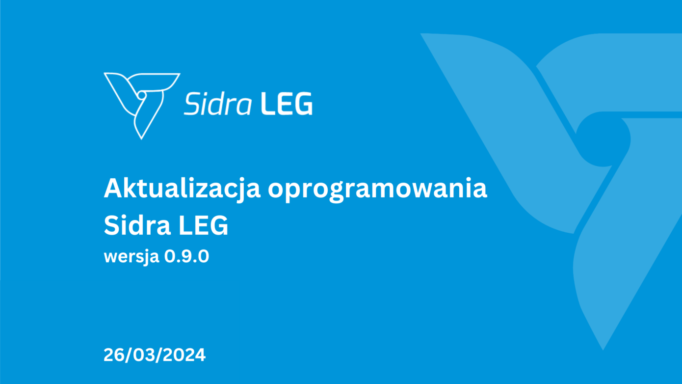 Sidra LEG software update 0.9.0 -banner